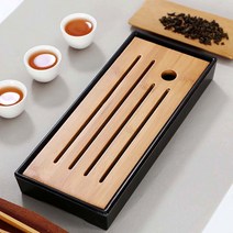 다기트레이 대나무 차판 퇴수기 (블랙), 상세페이지 참조