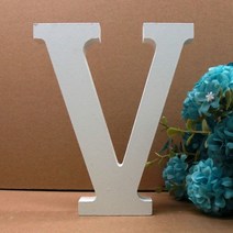 큰 흰색 나무 글자 영어 알파벳 DIY 개인 이름 디자인 아트 공예 15cm 무료 스탠딩 하트 웨딩 홈 장식 1 피스, V_15cm