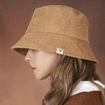 [바잘] 코듀로이 라벨 버킷햇 브라운