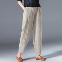 여성 여름 면 시원한 9부바지 밴딩 편한 팬츠 캐주얼 와이드팬츠 배기팬츠