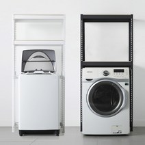 세탁기받침대 드럼세탁기선반 2단 800 x 400 x 1500, 블랙, 12mm 강화 MDF