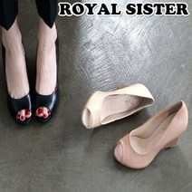 A2A 739 7cm 여성 천연소가죽 쿠션 토오픈 웨지힐 통굽 구두 펌프스힐