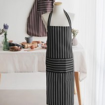 목걸이형 스트파이프 앞치마 블랙 브라운 꽂집 북유럽, 프렌치 앞치마(블랙)