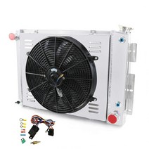 CoolingSky 62MM 4열 코어 알루미늄 라디에이터 + 40.6cm(16인치) 팬 슈라우드 1967-1969 쉐보레 카마로/폰티악 파이어버드 V8 소형 블록 엔진용 5910