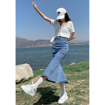 더사바 앞트임 데님롱스커트