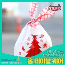 스투피드 크리스마스 테이블웨어 모음, 89_토끼 포장비닐 50매입 (화이트 트리)