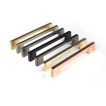 2구 128mm 손잡이 모음 무광 유광 골드 블랙 화이트 싱크대 상부장 하부장 서랍 가구손잡이 교체, 5.사각실버라인, 유광골드