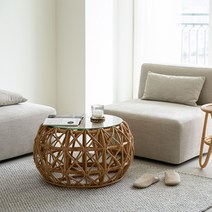 론드 라탄 원형 테이블(강화유리포함), 단품