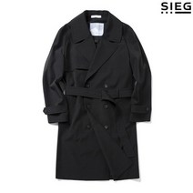 지이크 블랙 더블 브레스티드 스트랩 트렌치 코트 PENAA7365