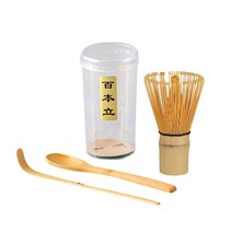 다도 차세트 일본 말차 거품기 (차선) 숟가락과 국자 (차샤쿠) 대나무 액세서리 3 피스, 01 YELLOW