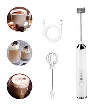 Cooela 7000 회전속도 초고속 전동 라떼 커피 우유 거품기 2 in 1 미니 가정용, 흰색