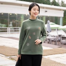 모슬린 엄마옷 레터링 기모 반폴라티셔츠 ETP211130 마담 미시옷 중년여성의류 빅사이즈 50대 60대여성옷
