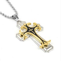 십자가 크로스 쥬얼리 기독교 펜던트 목걸이 기념일 선물, 금색