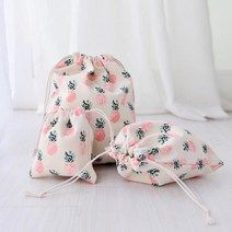 아이원더 핑크파인애플 복주머니 조리개 면 파우치