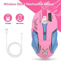 선박 us USB 유선 광학 마우스 2400 인치 당 점 PC 노트북 데스크탑 컴퓨터 6 버튼 게임 OW DVA overwatch, Wireless 핑크, 02 분홍색