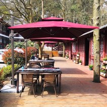 대형파라솔 테라스 파라솔 테라스파라솔 발코니 업소용 편의점 야외용 횡단보도 정원용 가든, 사각 더블/3m /물탱크 포함/그린