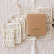 친환경 주방 천연 식물 그린래빗 삼베 수세미 비누망 선물 세트, 삼베수세미&비누망 선물세트, 사각삼베1p+3겹수세미2p+삼베비누망1p