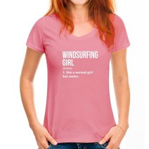 서핑 바디 보드 신제품 Windsurfing Girl 라운드넥 반팔 티셔츠 여성용 재미 있는 윈드서핑 보드 코튼 상, 09 WoMen Deep pink_04 M