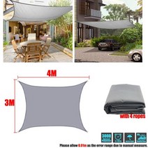 300d 방수 태양 그늘 폴리 에스터 광장 직사각형 그늘 항해 정원 쉼터 캐노피 수영 캠핑 하이킹 야드 천막, 3x4m