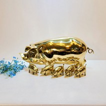 브론즈아트공방 돼지가족저금통(대) 황동돼지 청동돼지 황금돼지 돼지저금통 돼지 조각상 조각품 조형물 장식용품 복돼지 재물 집들이선물 개업선물, 유광