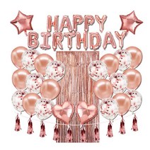 HAPPY BIRTHDAY 테슬 홈파티 풍선 세트, 로즈골드