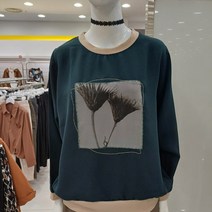 막스카라 배색 프린트 블라우스