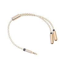 3.5mm 오디오 이어폰 헤드폰 어댑터 남성-2 여성 마이크 Y-스플리터 케이블, 25x2.8x0.75cm, 아연 합금 PVC, 골드