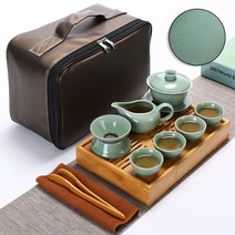 캠핑 휴대용 찻주전자 찻잔 야외, 업그레이드 분청사기삼재그릇 세트