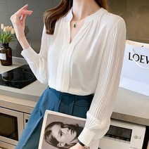 [무료배송]여성 가을 간절기 소매 주름 포인트 화이트 블라우스