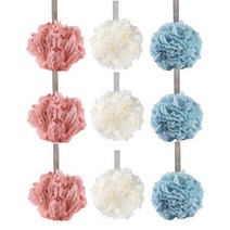 데이올리 플라워볼 샤워타월 3종 x 3p 세트 40g, 핑크, 블루, 화이트, 1세트