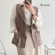 에이치스타일 TK 린넨마숏베스트 봄 여름 조끼