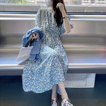 러블리 청순 꽃무늬 롱원피스 여자 신혼 여행룩 패션 번호 102518EA