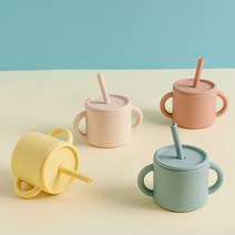 유아 실리콘 양손 빨대컵 180ml_색상선택, 브릭(Brick)