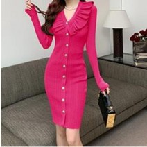 애니율 여성 가을 겨울 슬림핏 니트 원피스 G2293