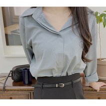 브루아 브이넥 차르르 셔츠 블라우스