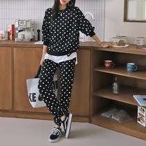 도도해닷컴 여자 봄 가을 땡땡이 트레이닝 세트