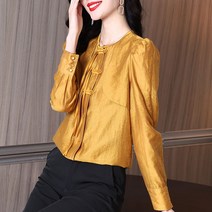 쉬폰 봄옷 2022 년 홍콩무드 클래식 CHIC 보이핏 볼륨 디자인감각 반팔셔츠 차이나 긴 소매 4106675873