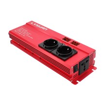 녹원(LVYUAN) 수정사인파 인버터 1500W 2600W 2콘센트 12V 24V 220V 60Hz 차량용 캠핑용 차박 캠핑 자동차 인버터, 1500W~2600W, 레드 2콘센트