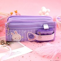 삼려구 필통 쿠로미 미로티 옥계개 문구함 초등학생 잔지갑 여귀여운 필통, 아기 토끼 퍼플