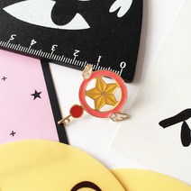 카드캡터체리카드 무무양품 마법소녀 변신 작은 체리쿨로 브로치 체리 별 스틱 애니메이션 굿즈, 06 3#매직키브로치【노블럭】