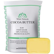 코코아 버터 8 온스 정제되지 않음 날것 100 순수 -DIY 레시피 용 바디 버터 비누 만들기 로션 샴푸 립밤 by White Naturals