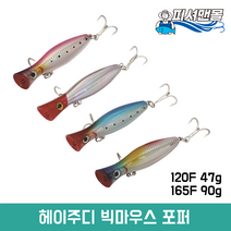 헤이주디 빅마우스 포퍼 120F 47g / 165F 90g 플로팅 파핑낚시 탑워터 빅게임 포퍼 빅베이트, 레인보우, 165F(90g)