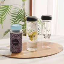 어썸 보틀 파우치 세트 아이스 미니 귀여운 텀블러 350ml 1+1, 1.아이스 350ml (뚜껑 블루)_보틀 디자인 랜덤-