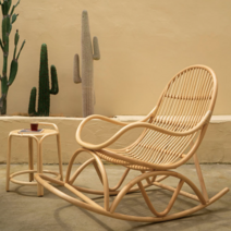 라탄 흔들 의자 안락 수유 체어, 우드