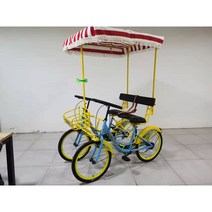 삼륜 자전거 4륜 생활 2인승 라이딩 관광 연인 나들이 마실용 펜션 레저 대여용, 22인치 블루옐로우