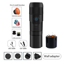 에스프레소 머신 휴대용 커피 머신 dc 12v expresso maker nespresso dolcegusto 캡슐 커피 분말 가정용, 2 어댑터 1usb 가방