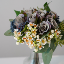 조화 고급 성묘꽃 산소꽃 납골당 꾸미기 클리어런스 꽃다발, 2.조화 번들, 2-12 장미 왁스 번들, 블루 화이트(262-319)