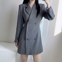 비비미미 라인 더블 버튼 카라 스티치 자켓 원피스 2컬러 결혼식 가을 하객룩 오피스룩