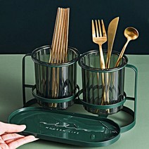 담앤드솜 북유럽 물빠짐 수저통 정리함 스텐 수저꽂이 조리도구통 숟가락 분리함 보관함 수저함 다용도 홀더 거치대, 심플그린