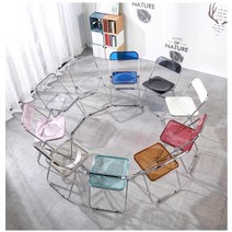 카페 투명의자 접이식 아크릴 고스트 체어 디저트까페, 연브라운